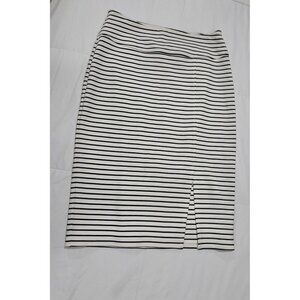 Worthington Womens Black & White Striped Pencil Skirt With Back Slit Size M